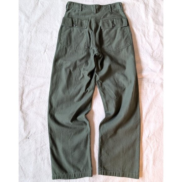 Vintage OG-107 Sateen Trousers US Military Rapid Zip 1970 Straight Leg 28x30 - Picture 6 of 8